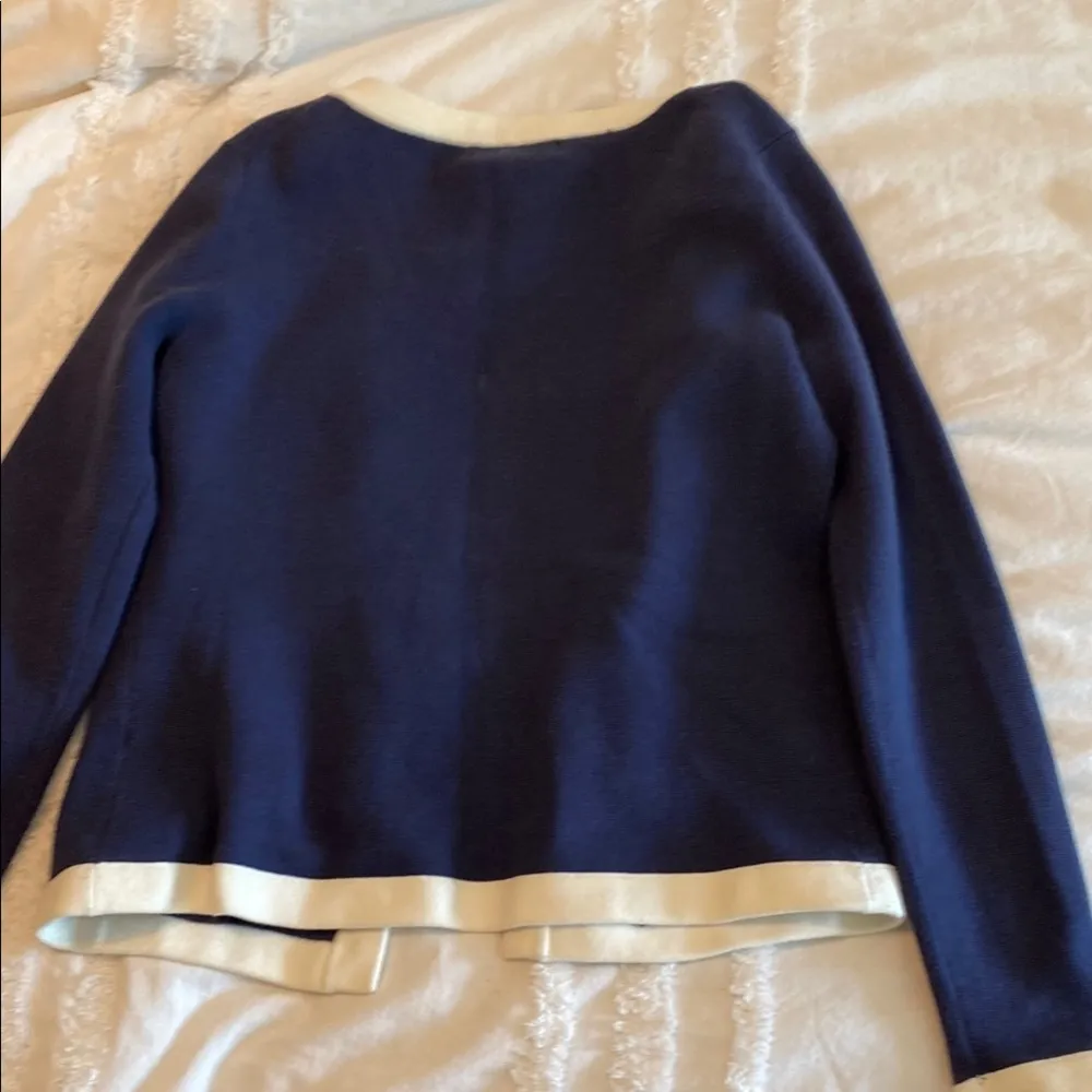 Women's Navy and White Cardigan Sweater - Image 7