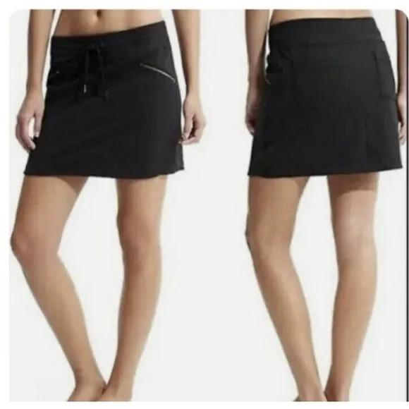 Athleta Metro Skort Black Zip Pockets 212468 Athletic Skirt Sz M Stretch Comfort - Image 2