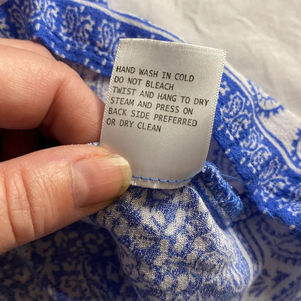 Boho Blue Paisley Print Peasant Tunic Top JNY Jones New York Size 1X - Image 5