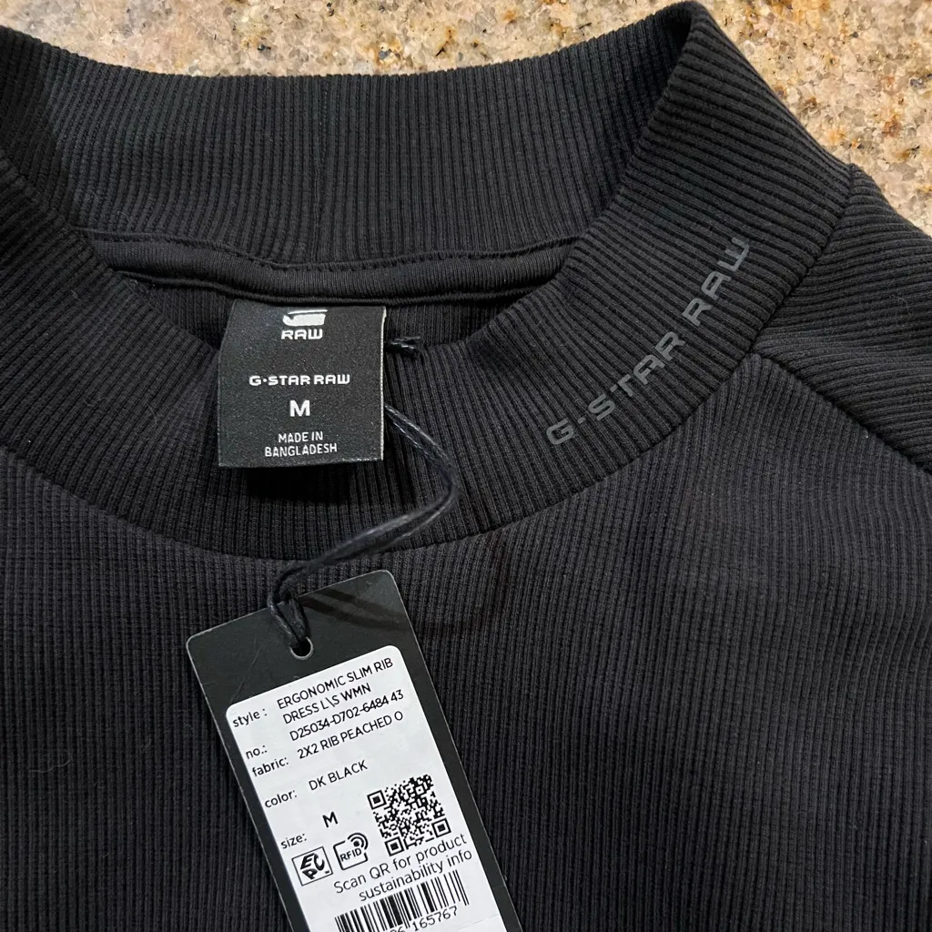 G-STAR RAW ERGONOMIC SLIM RIB DRESS WMN Size Medium NWT Color Dark Black - Image 5