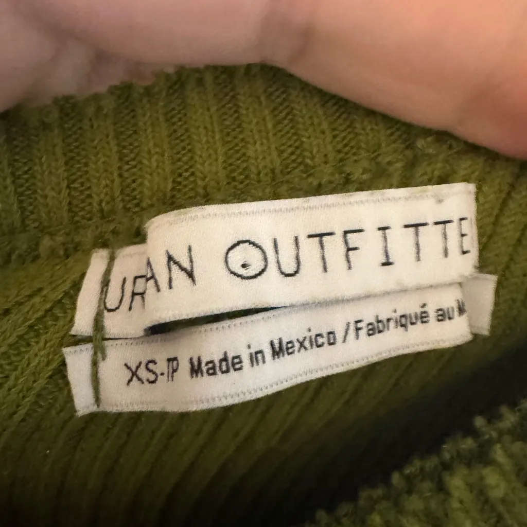 Urban Outfitters Ribbed Olive Green‎ One Shoulder Dress, Size XS - Image 4