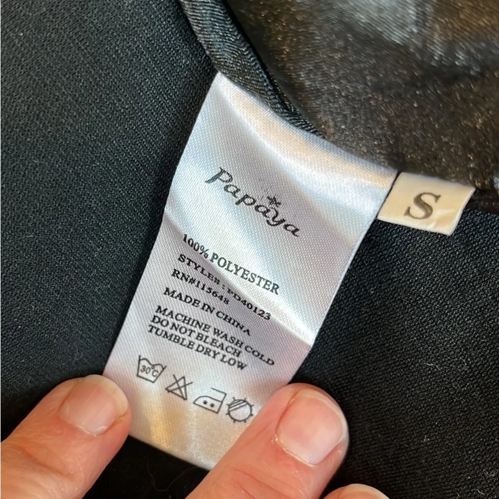 Short dress strapless ivory black Papaya S fitted Semi Formal Form Fitting - Image 11