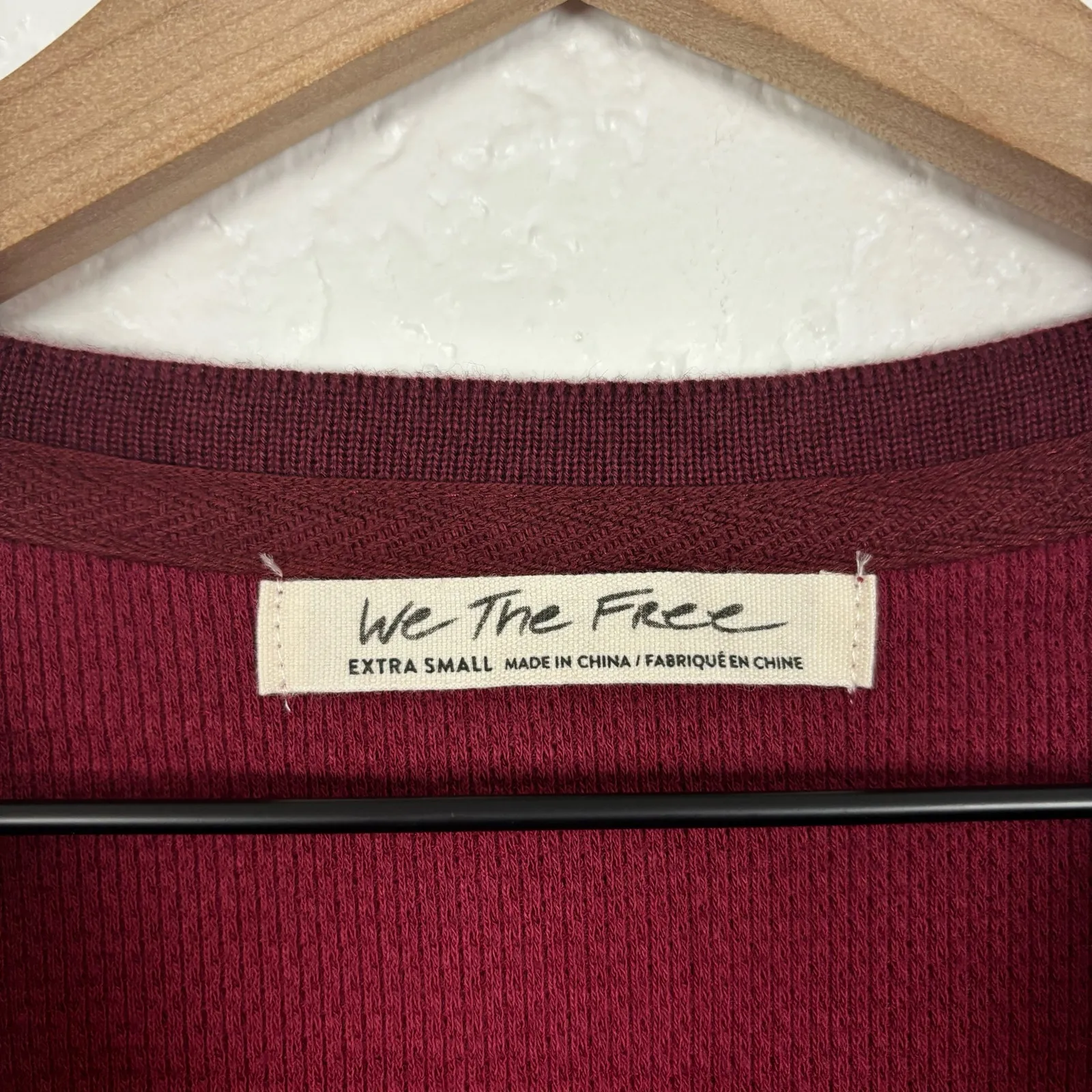 We The Free People Combo Mikah Layering Cuff Knit Top in Wine NWT Size XS - Image 5