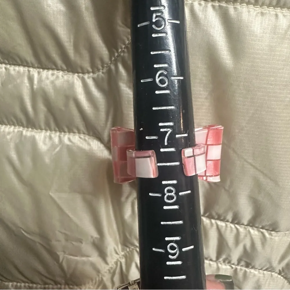 Pink Checkered Acrylic Bow Ring - Image 2