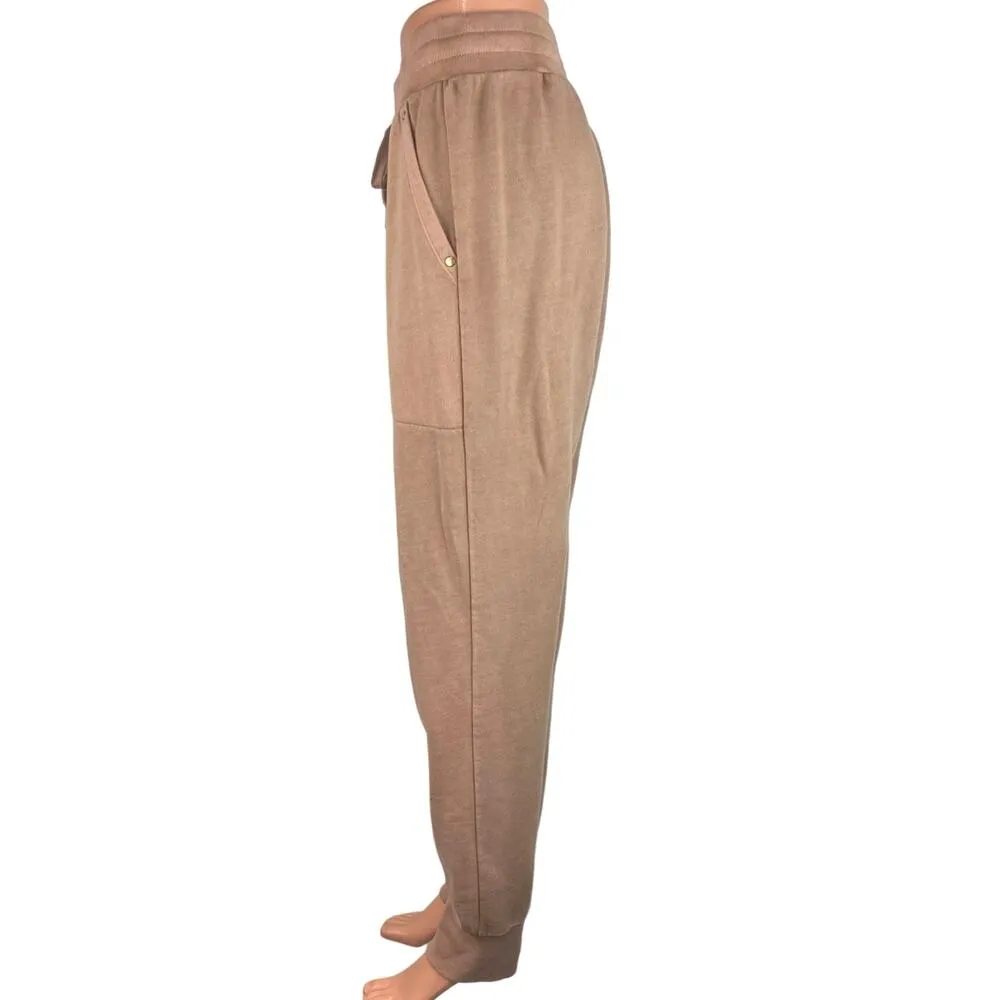 Intermix Beige 100% Cotton Drawstring High Rise Pocket Jogger Sweatpants Pants M - Image 2