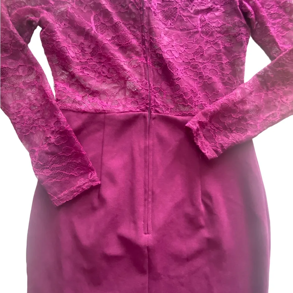 Vintage Charlotte Russe Amaranth Magenta Lace Pencil Dress - Image 12