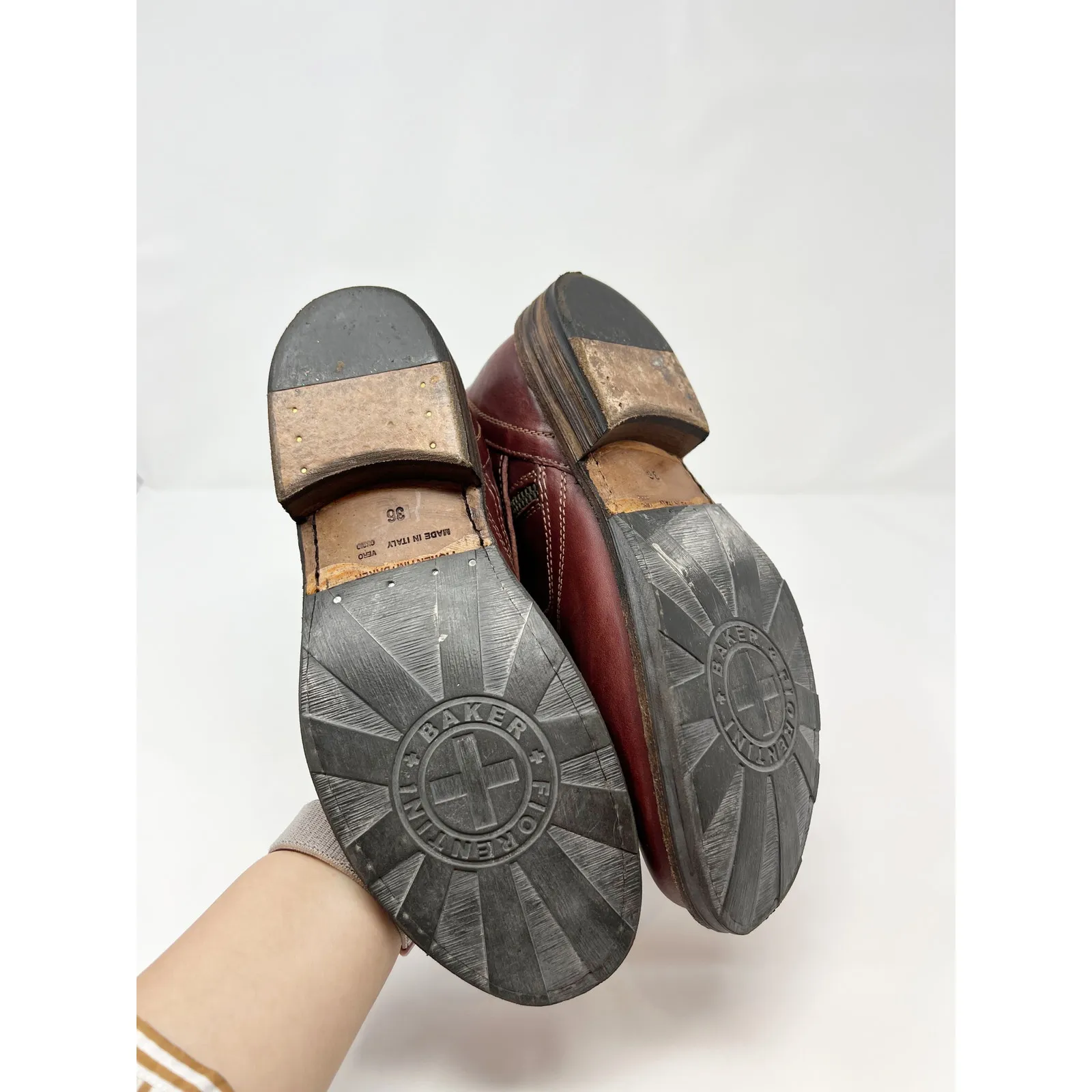 Fiorentini & Baker Leather Eternity Eli Moto Cropped Ankle Boot with Buckle 36 Brown Size 6 - Image 4