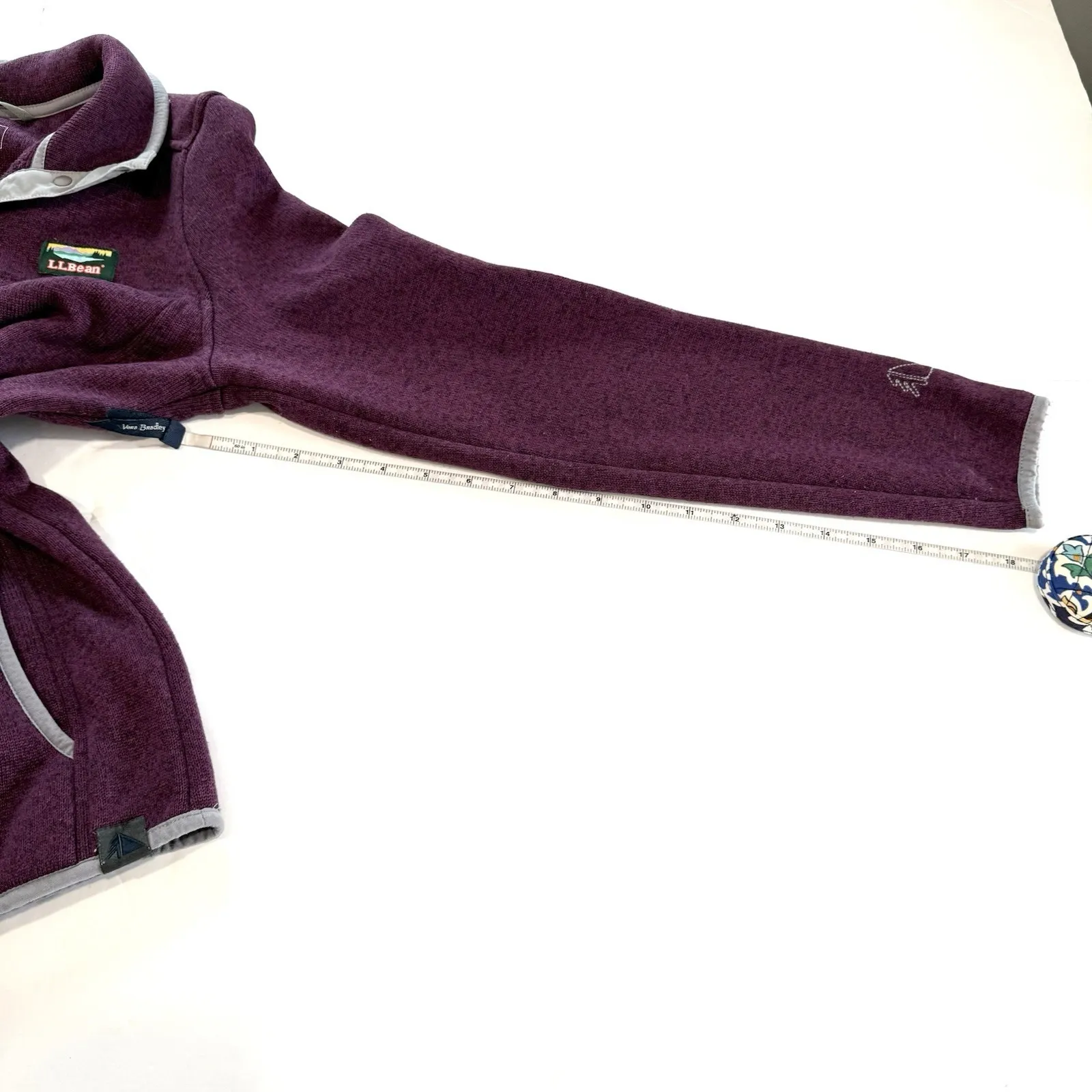 LL Bean Womens Purple Sweater Fleece Pullover 1/4 Snap‎ Size XS Pockets - Image 7