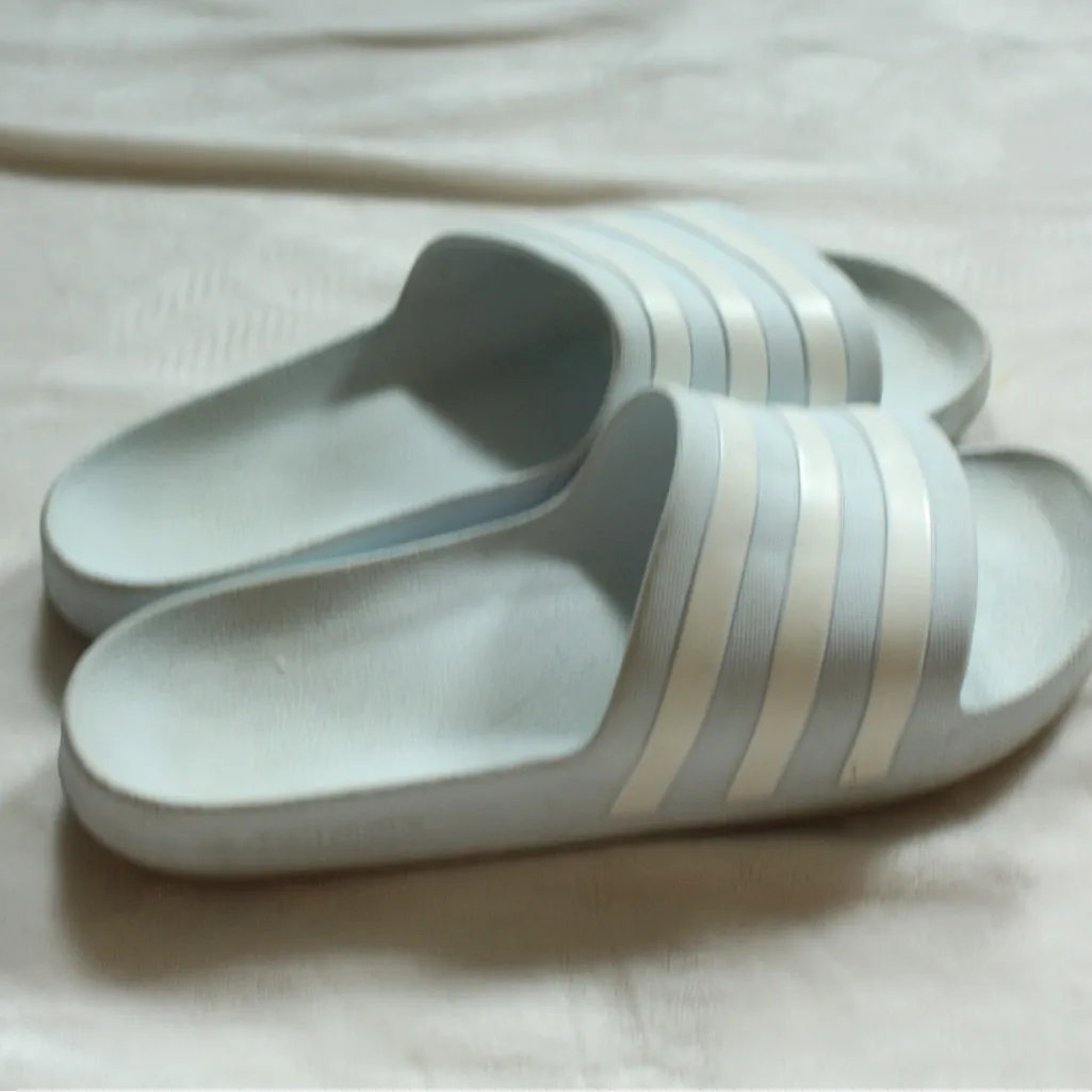 adidas Women's Sky Blue Slide Sandals - Image 2