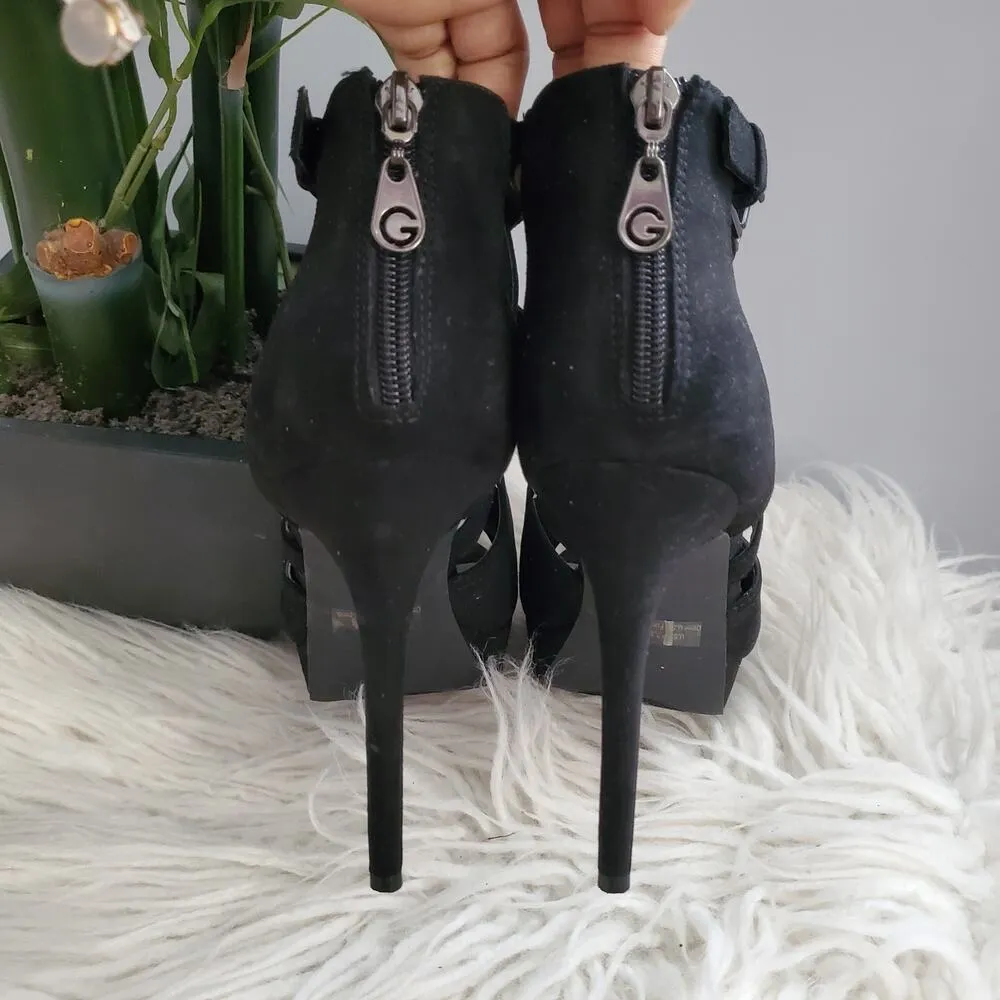 GBG Guess Black Open Toe Platform Stiletto Heels 9M Size 9 - Image 5