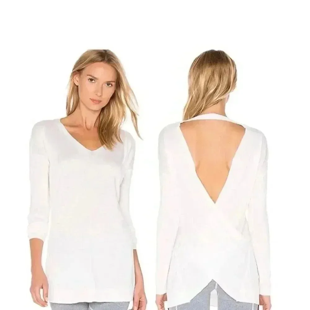 Vimmia Athleisure White Shavasana Reversible White Wool Light Sweater SZ S - Image 2