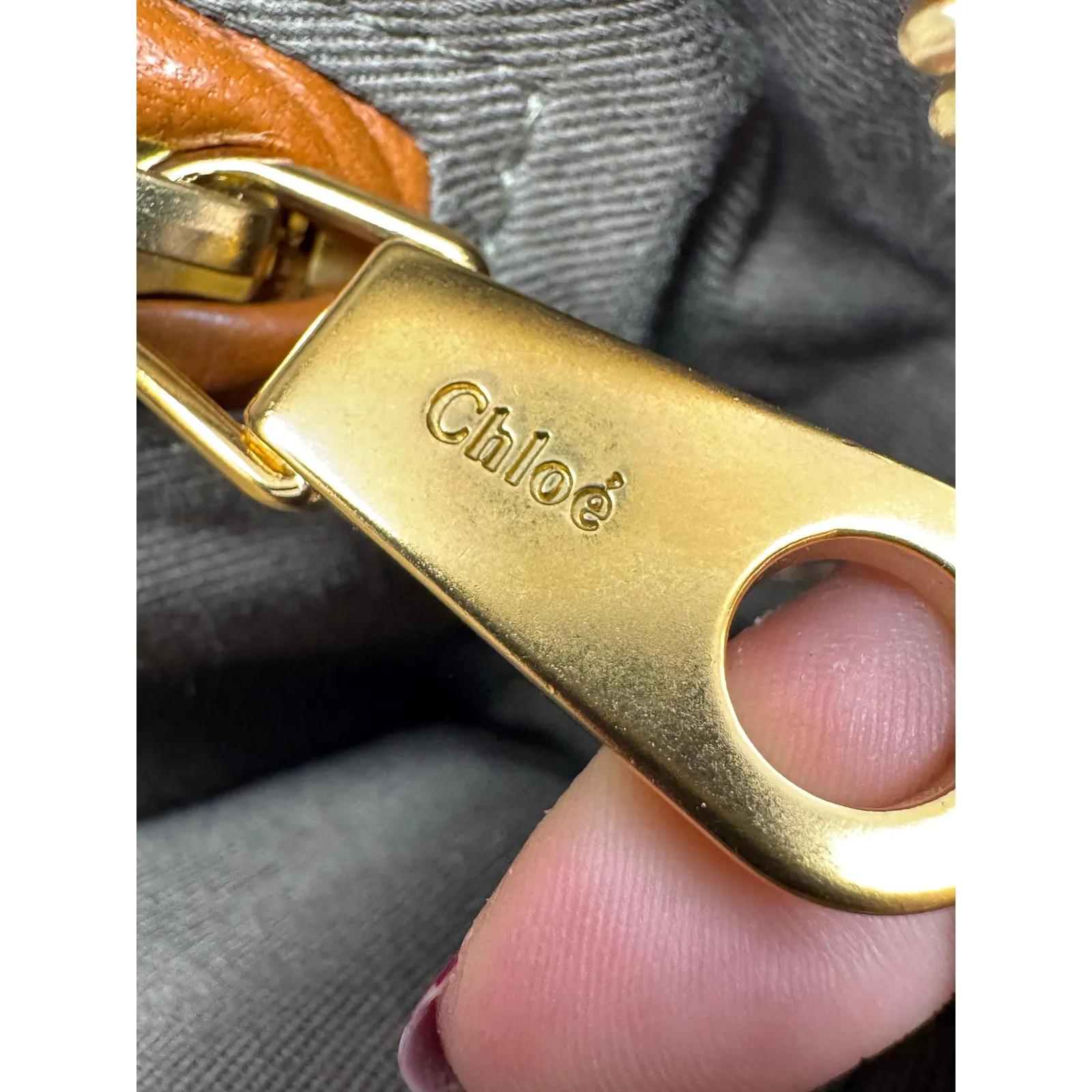 Chloe Large Marcie Pebbled Leather Satchel Bag Tan Cognac Gold Hardware w COA - Image 15