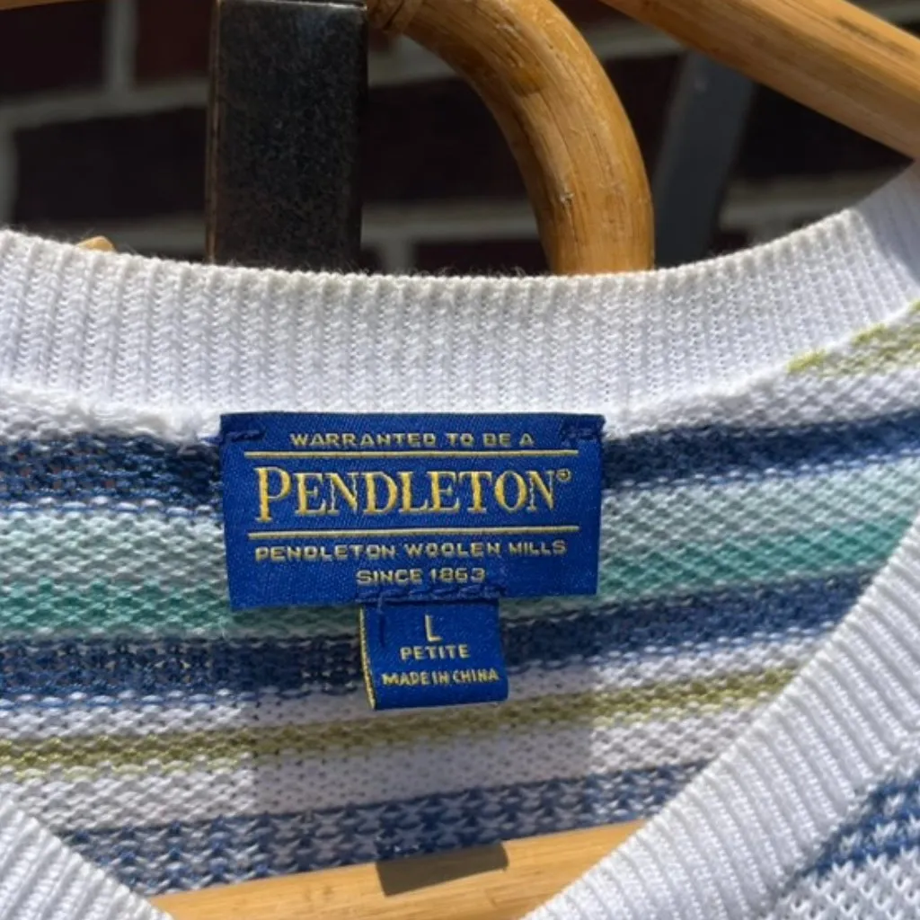 Pendleton  Striped Button Down Sweater Women's Large Petite - Image 4
