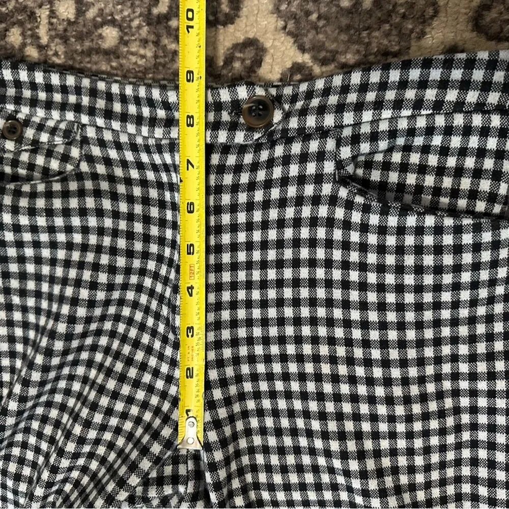 Anthropologie Women’s 0 Black White Checkered Plaid Essential Crop Flare Pants - Image 11