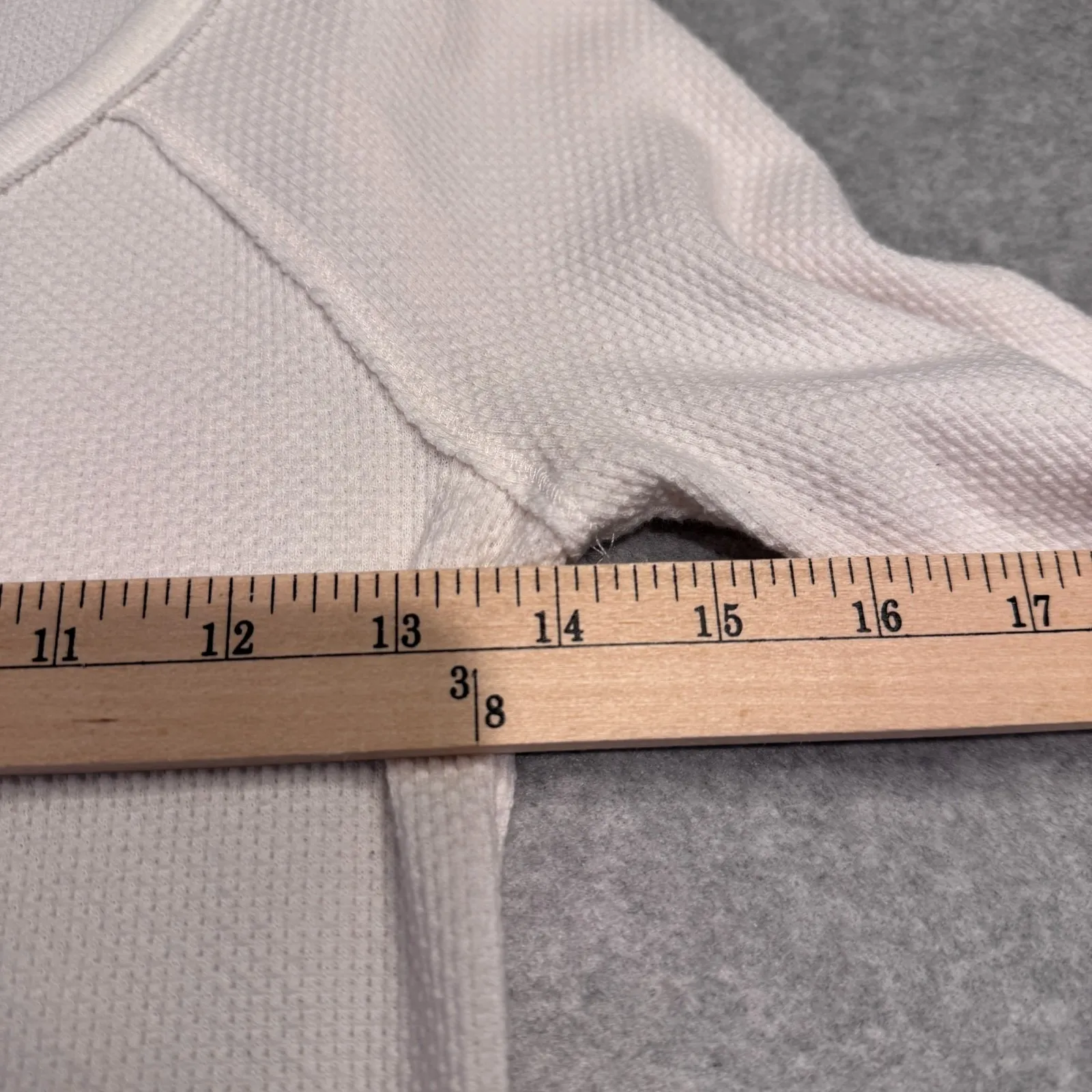 Free People Alpine Cuff Sleeve Thermal Henley Waffle Knit Women's S White Blue - Image 13