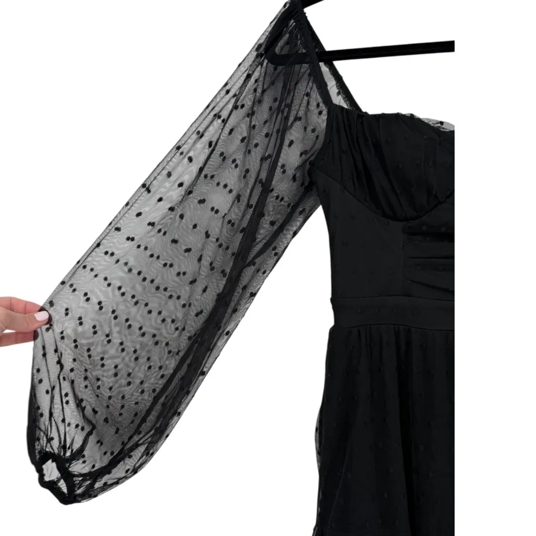 Lulus Black Swiss Dot Tiered Bustier Midi Dress Size‎ XS Whimsigoth Fairy Grunge - Image 14