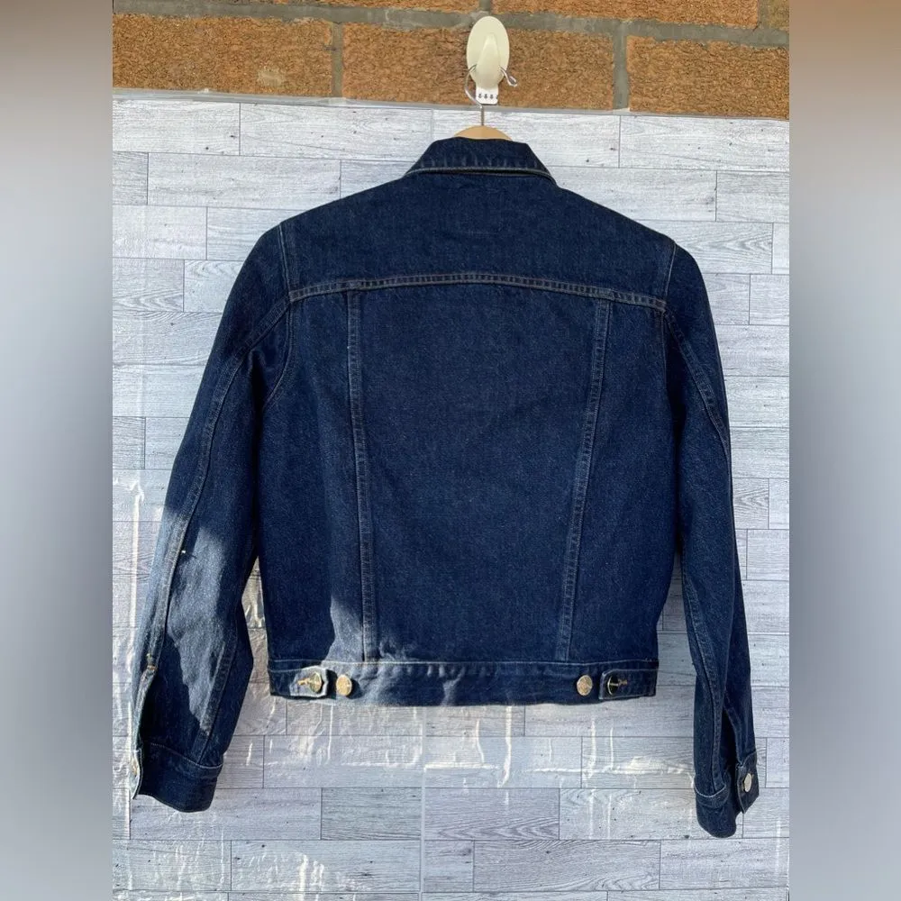 Goldsign The Pleat Cropped Denim Jacket size medium Blue - Image 6