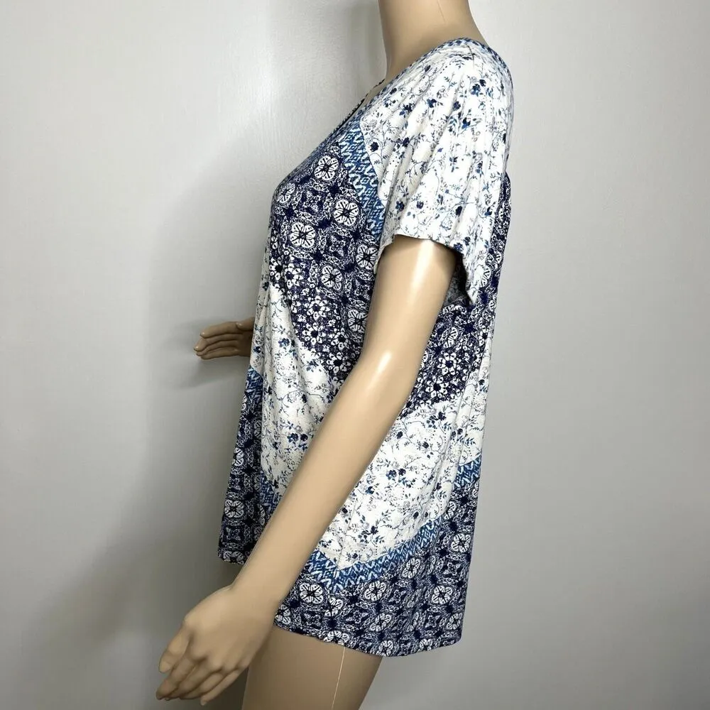 Lucky Brand Linen Floral Patterned Bali Knit Top - Image 2