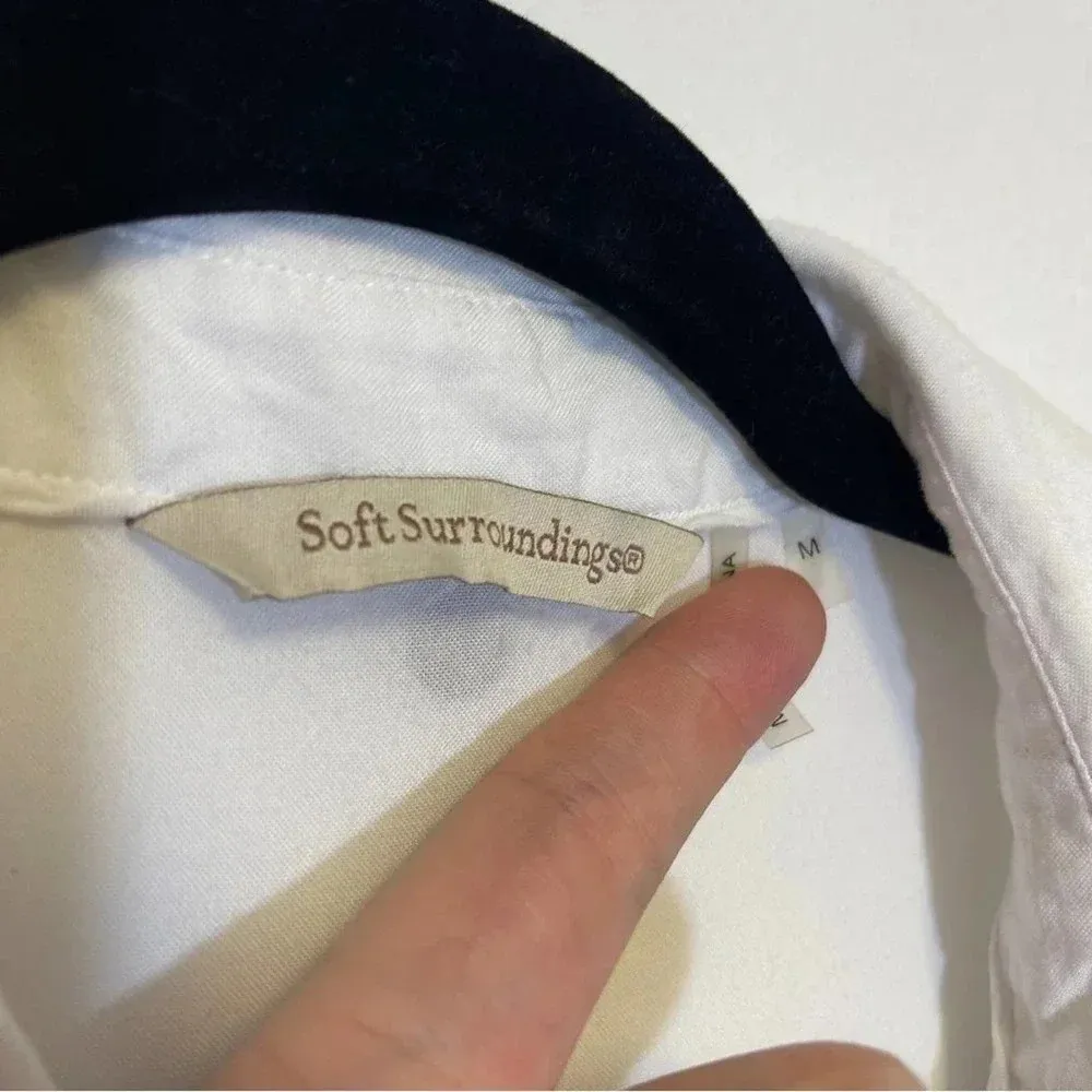 Soft Surroundings Button Down Long Line Shirt Blouse - Minimalist Classic Top - Image 2