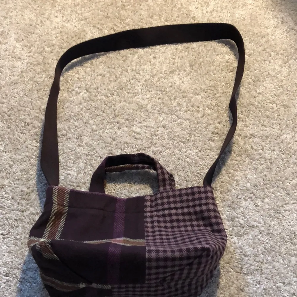 mini crossbody tote in mixed plaid - Image 4