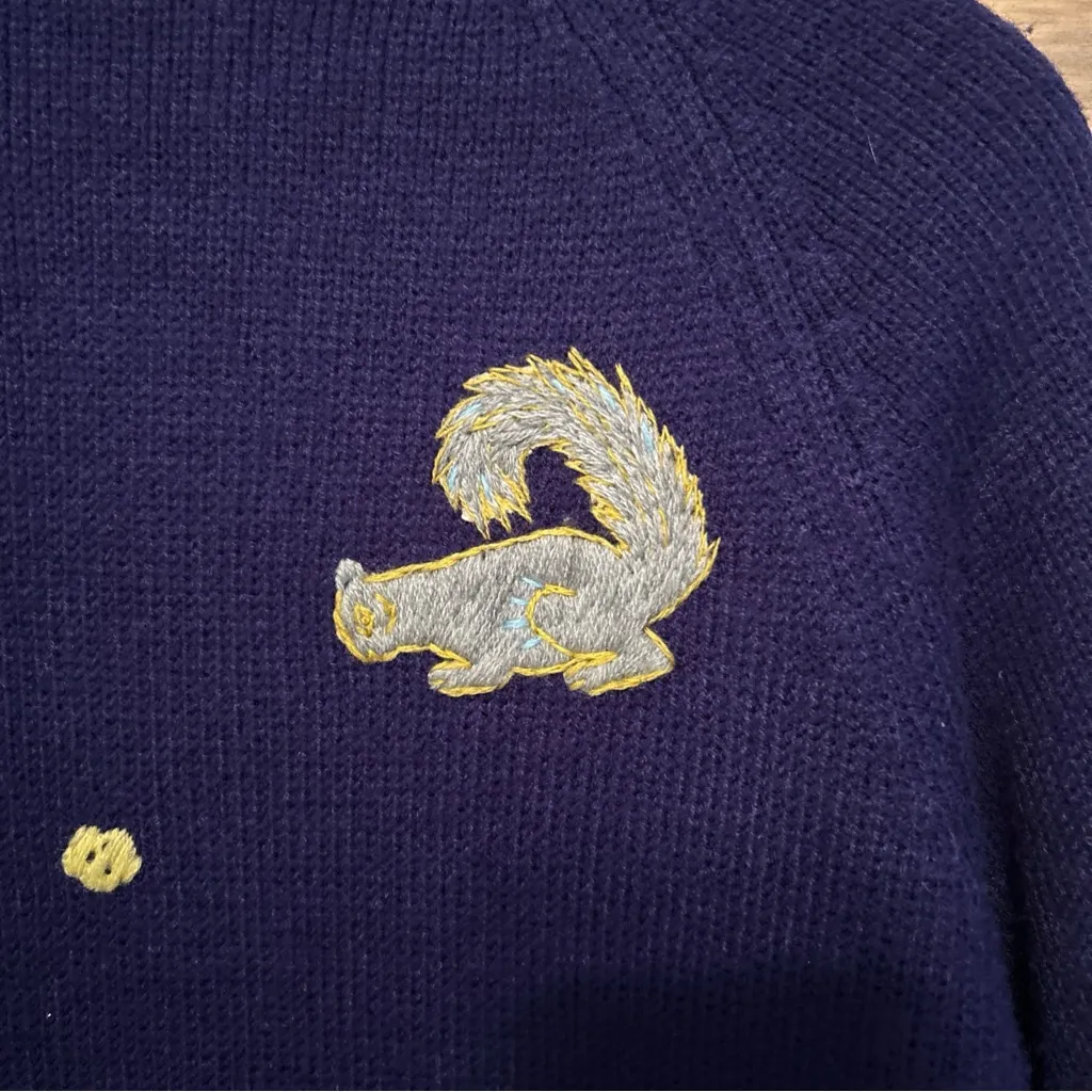 VTG Andreno Argento Womens Large Blue Embroidered Novelty Golf Cardigan - Image 12