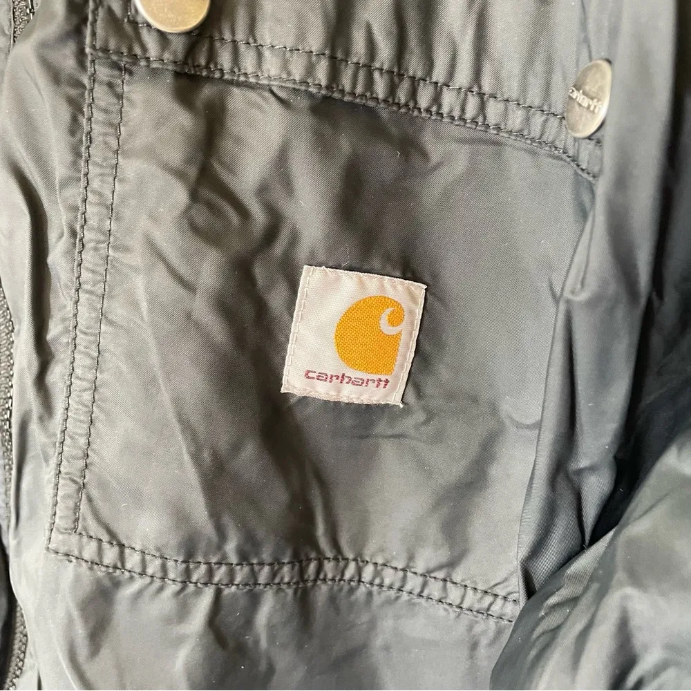 Fleece Lined Hooded Full Zip Nylon Coat Black Size XL - Image 2