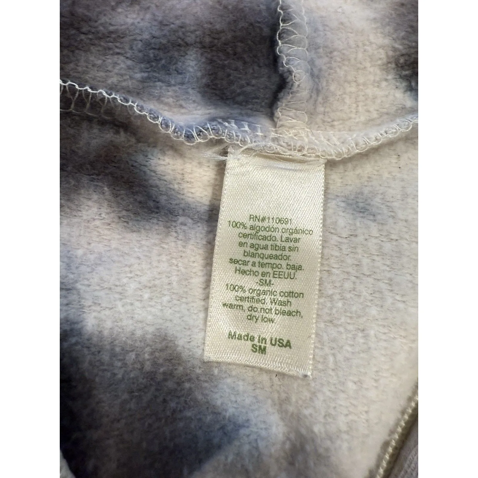 Tie Dye Zip Hoodie Jacket Womens Small 100% Organic Cotton Travel Lounge Comfort - Image 4