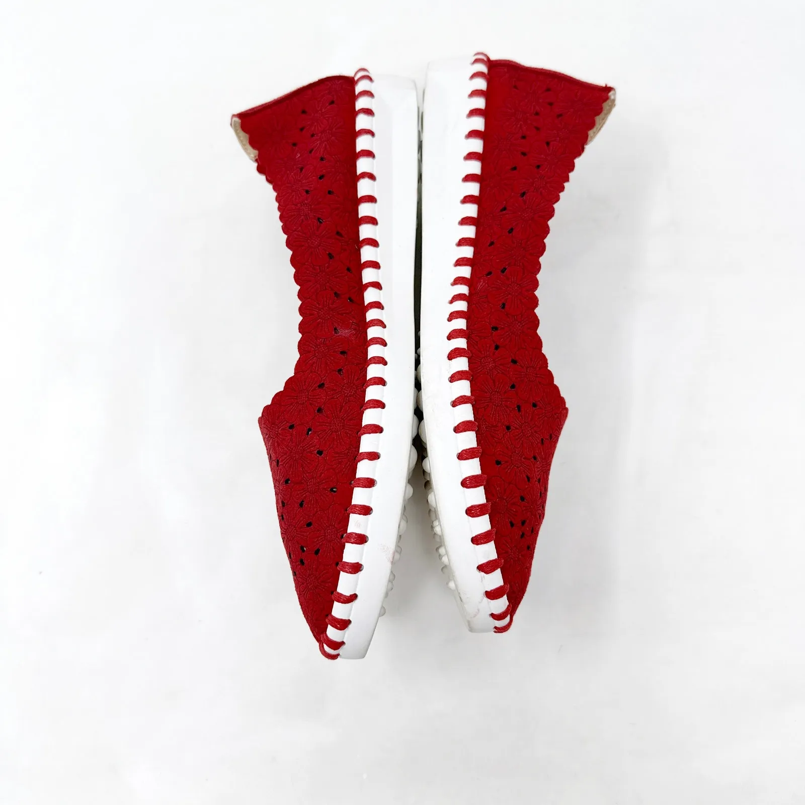 [Patrizia Spring Step] Red Grazana Leather Cutout Floral Ballerina Flats Size 36 - Image 7