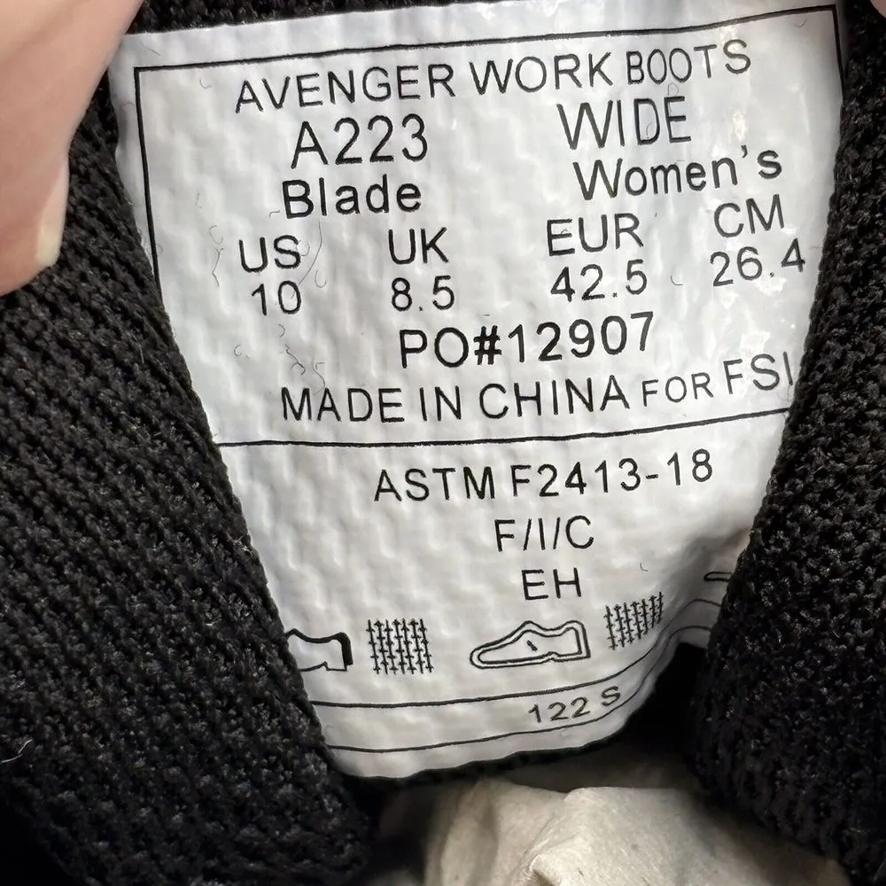 Avenger Women's Work‎ Boots Blade Low CT Black 10 Wide - Image 8