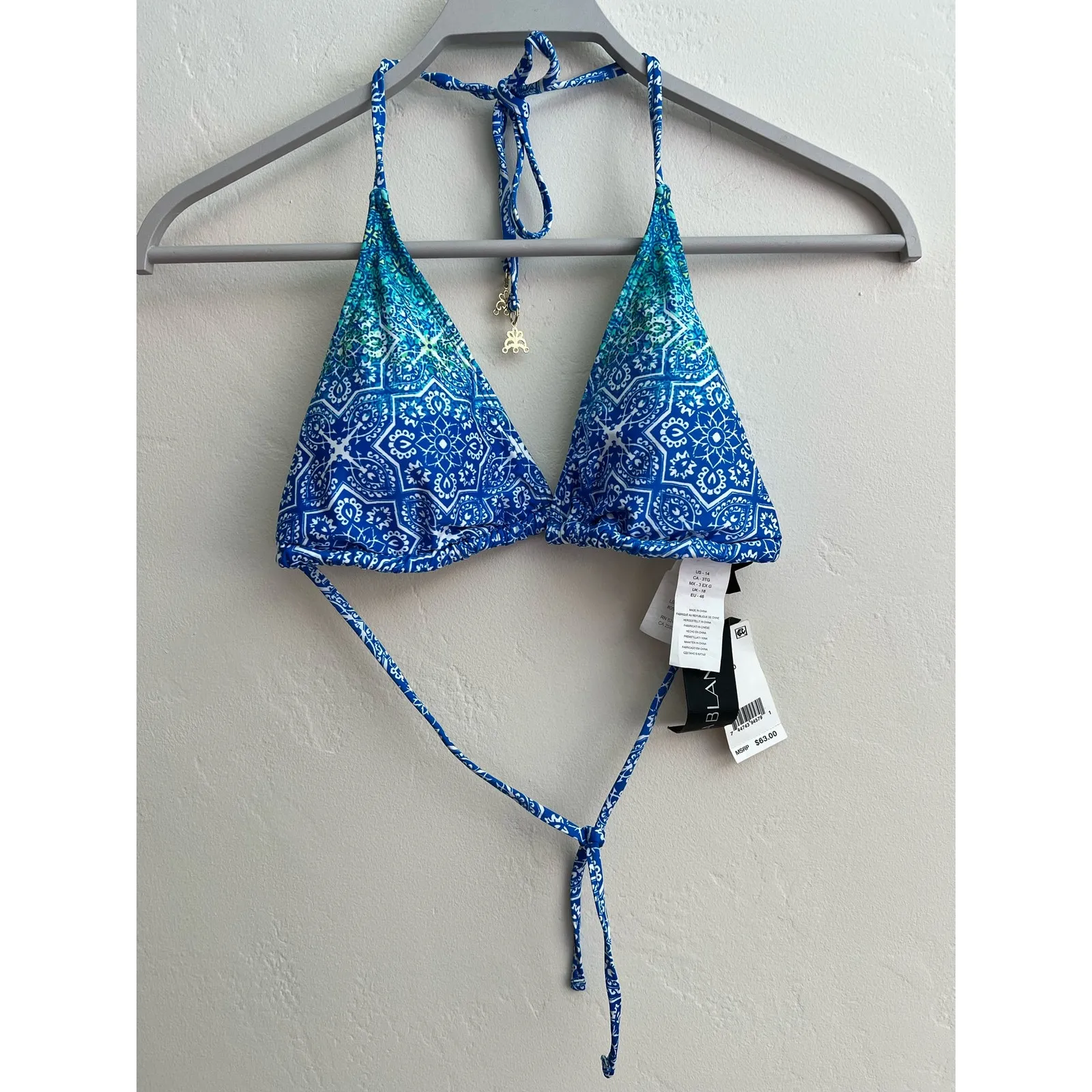 New La Blanca Triangle Swimsuit Bikini Top with Gold Embellishment Size: 14 - Image 3