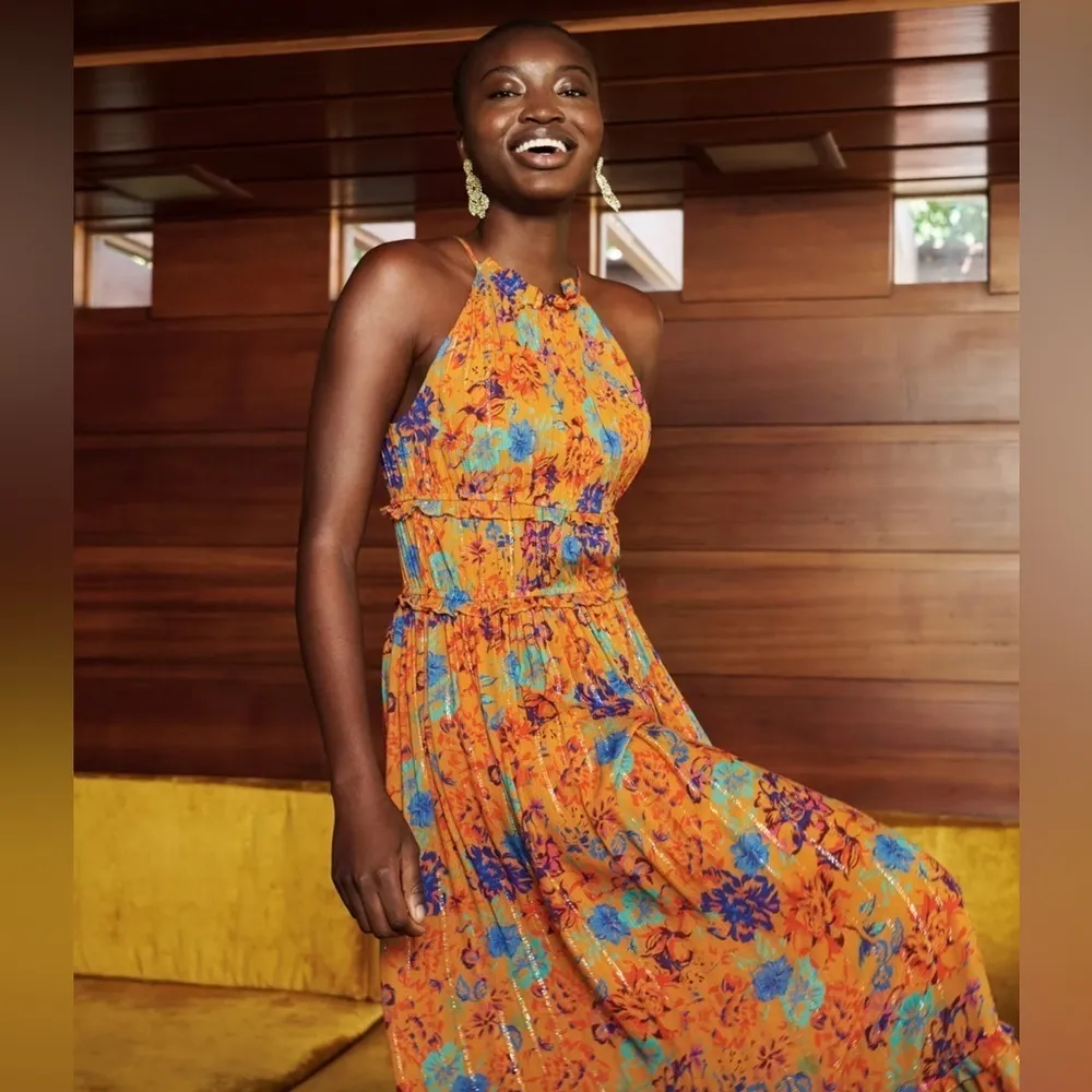 Boho Maxi Dress Women’s Size Medium Size 8 BCBG MaxAzria Fully Lined Stretchy - Image 2