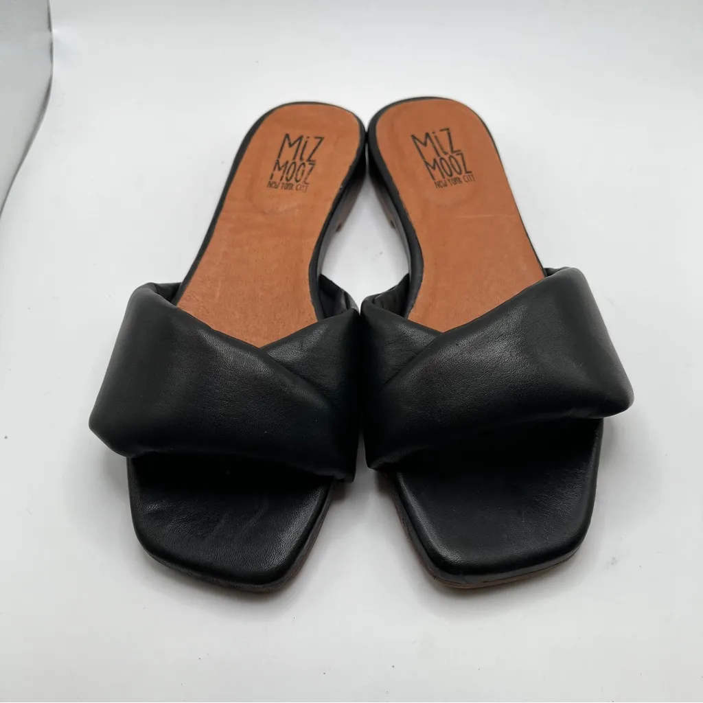 NWB Miz Mooz Passion Women's black leather slip on sandals size 38 US 7.5-8 - Image 4