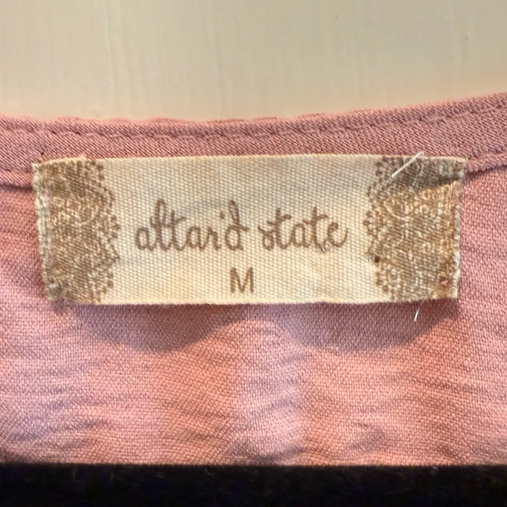 Altar’d State Long Sleeve Flocked V Neck‎ Crop Top Mauve Pink Size Medium - Image 4