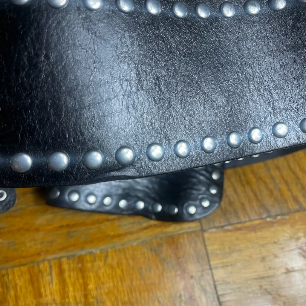 Zara Black Belt with Silver Studs - Image 5