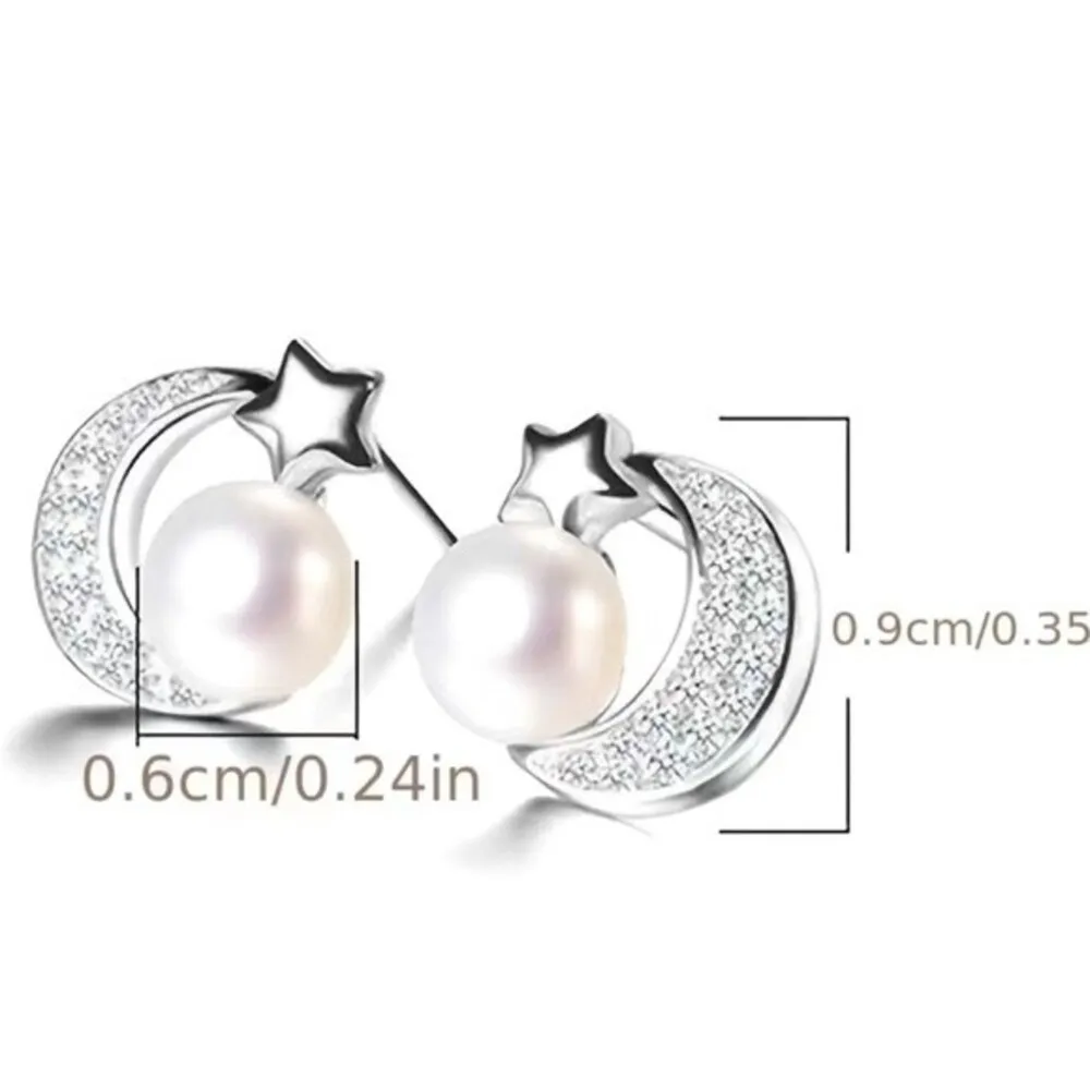 "You Are My Moon, You Are My Star" – Elegant Star & Moon Stud Earrings Silver - Image 4
