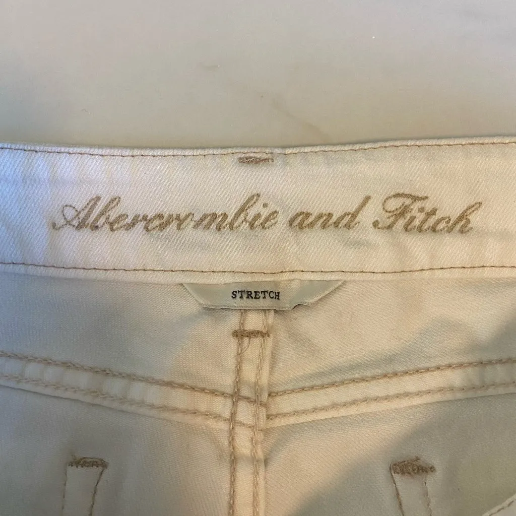 Abercrombie Fitch Patch Pocket White Flare Jeans Women’s 8‎ Stretch Y2K Low Rise - Image 9