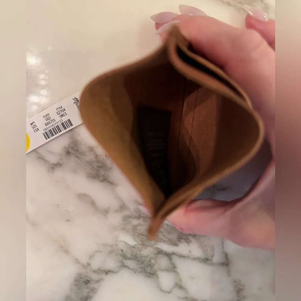 New Madewell Womens Leather Card Case English Saddle G2704 Embossed - Image 2