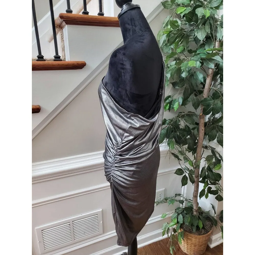 Baby Phat Women's Gray Polyester One Shoulder Off Long Sleeve Bodycon Dress 1X - Image 8