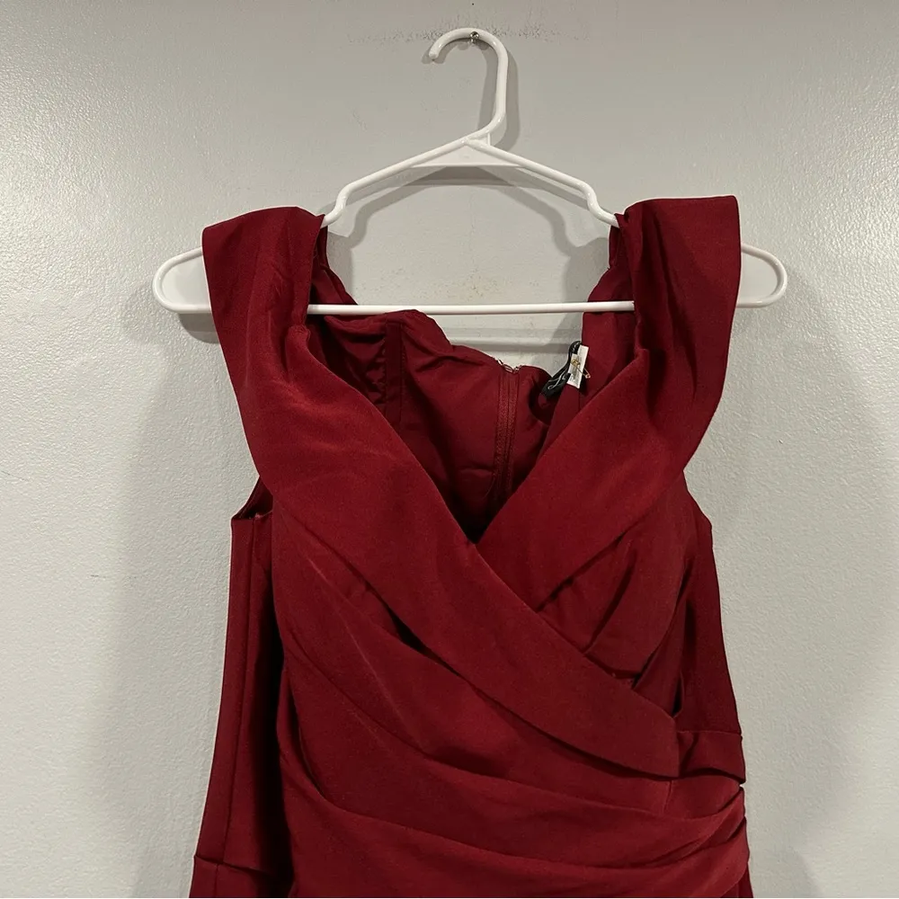 La Femme 25206 Surplice Off the Shoulder Column Gown 8 NWOT - Image 3