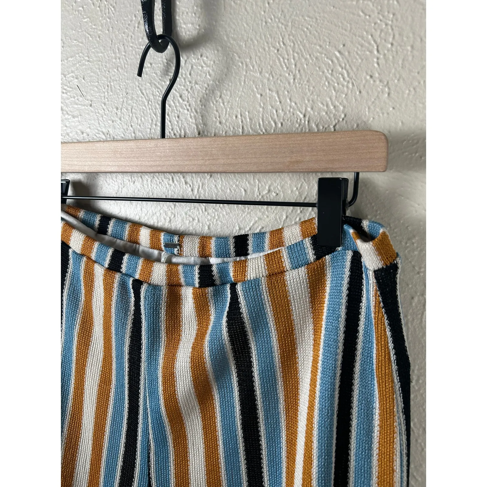 Free People Size Large Knit Pants Boho Striped Beach Cottage Coastal Trousers - Image 6