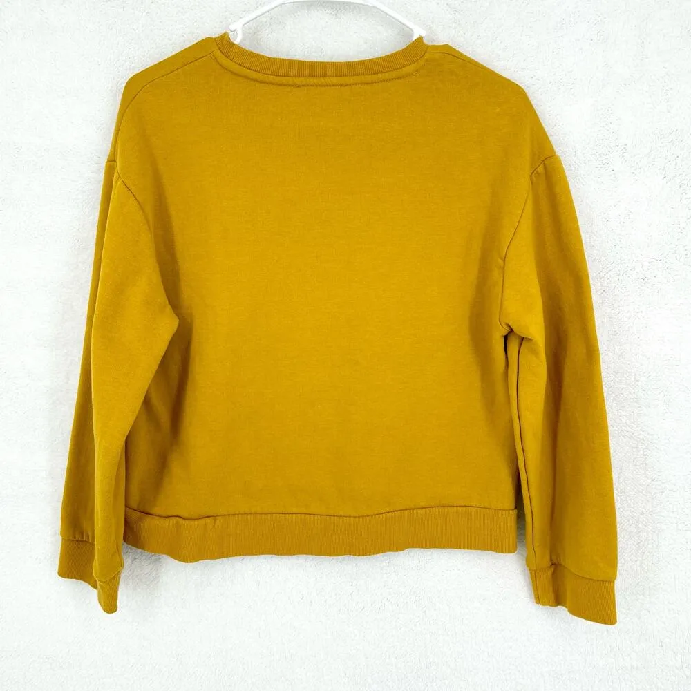 Zara Trafaluc Mustard Yellow Crewneck Long Sleeve Sweatshirt Women's Small - Image 4