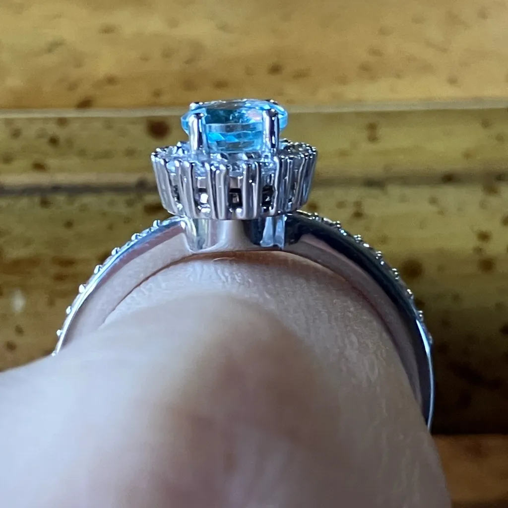 Sky Blue Topaz Sterling Silver Spinner Ring Size 9 - Image 2