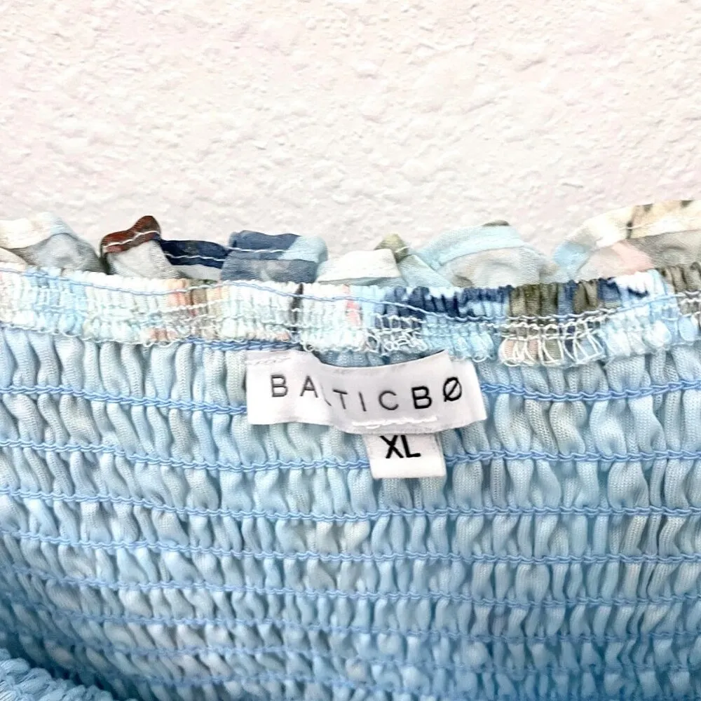 Baltic Born Amalfi Smocked Maxi Dress Blue Floral Size XL - Image 4