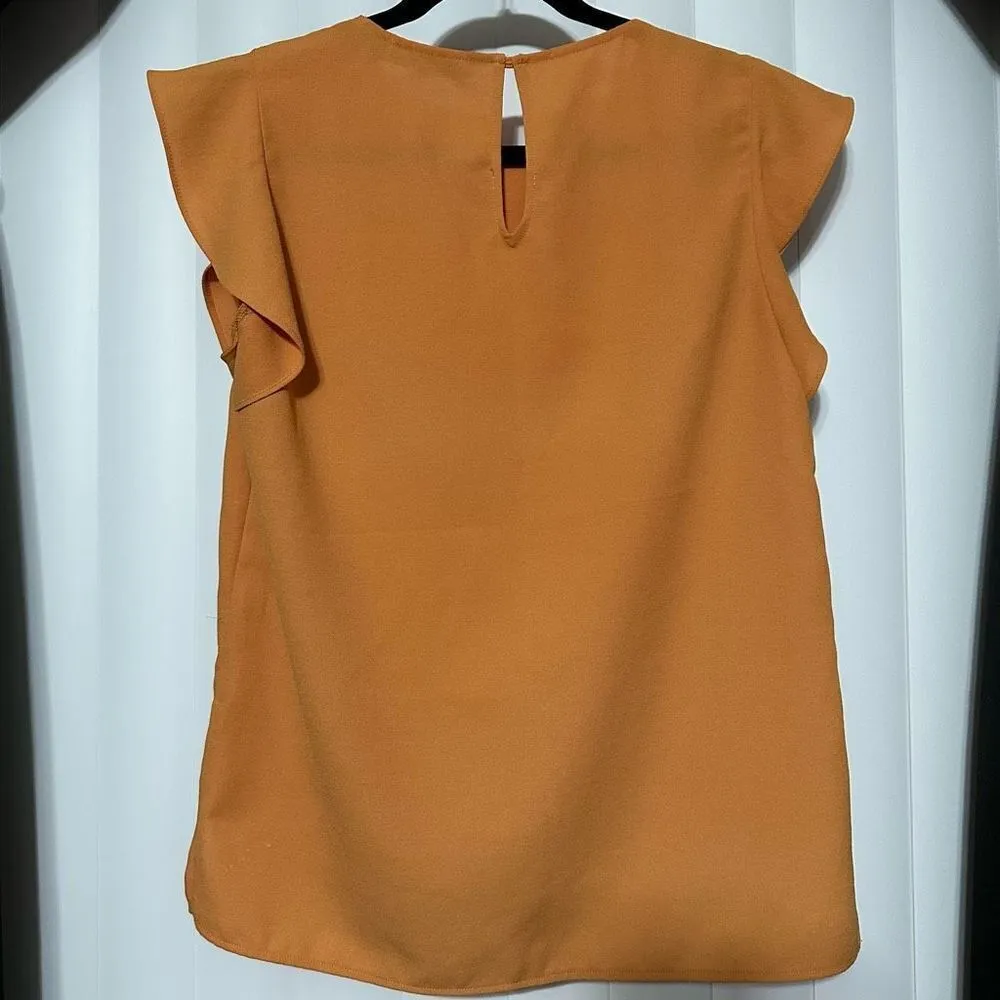 Zara Work Top | Orange Ruffle Sleeve Top - Image 4