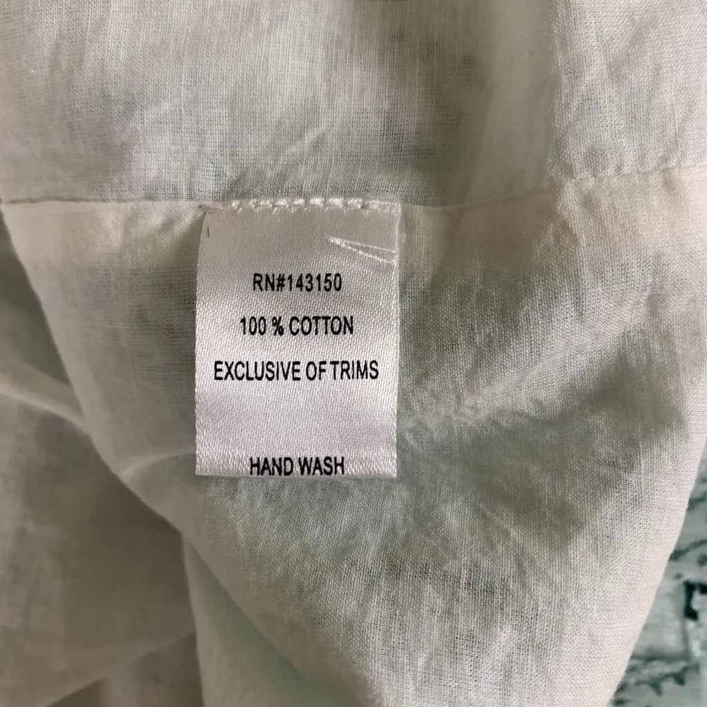 Vacate The Label Smocked Mini Dress XS Boho Ruffle Hem Crinkle Cotton - Image 5