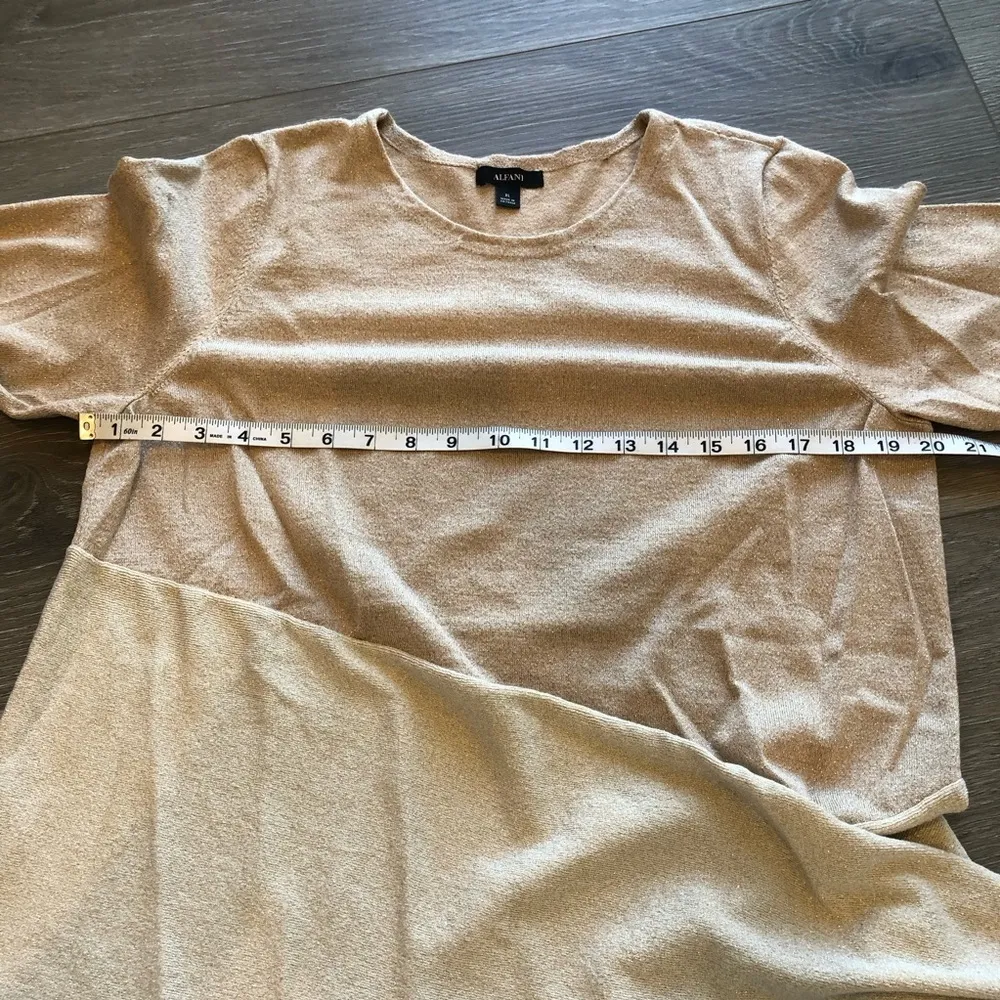 Alfani Asymmetrical Metallic Beige Womens Long Sleeve Shirt Size Extra Large - Image 11
