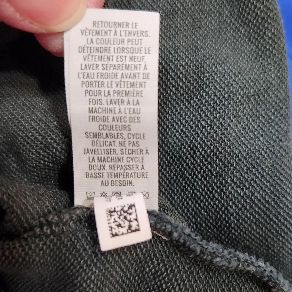 Aerie Sunset Terry Fleece Long Sleeve Sweatshirt Crop Raw Hem Dark Green Size XS - Image 10