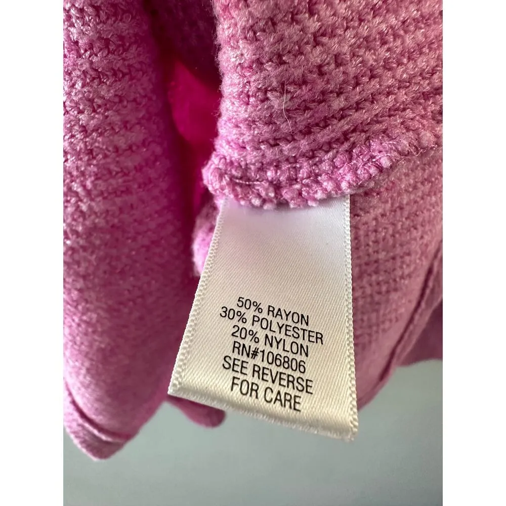Croft & Barrow Sweater XXL Pink Cowl Neck Thermal Waffle Knit Long Sleeve - Image 4