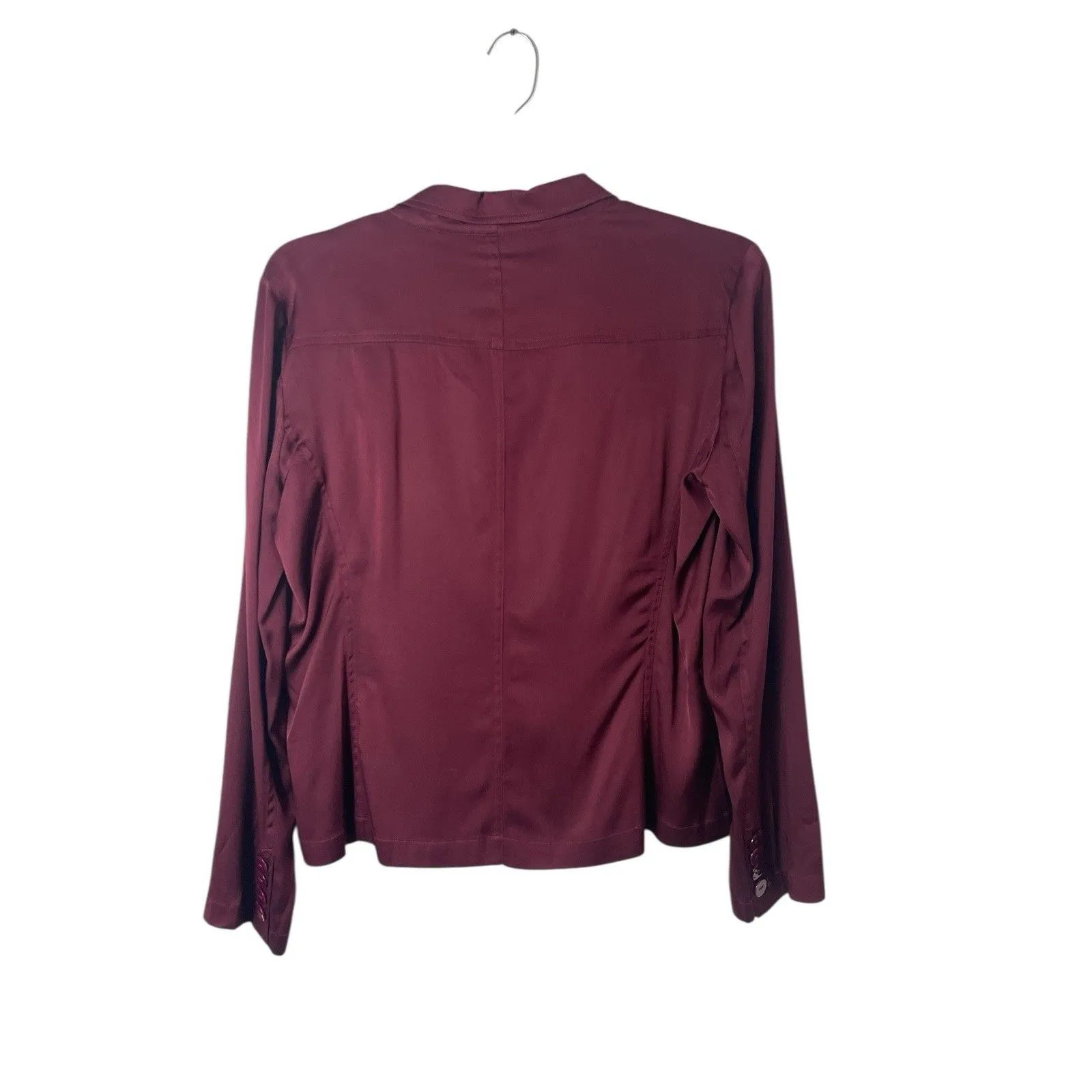 Spiegel Silk Blend Blazer Top Women’s 18 Burgundy Satin One Button 90s Holiday - Image 4