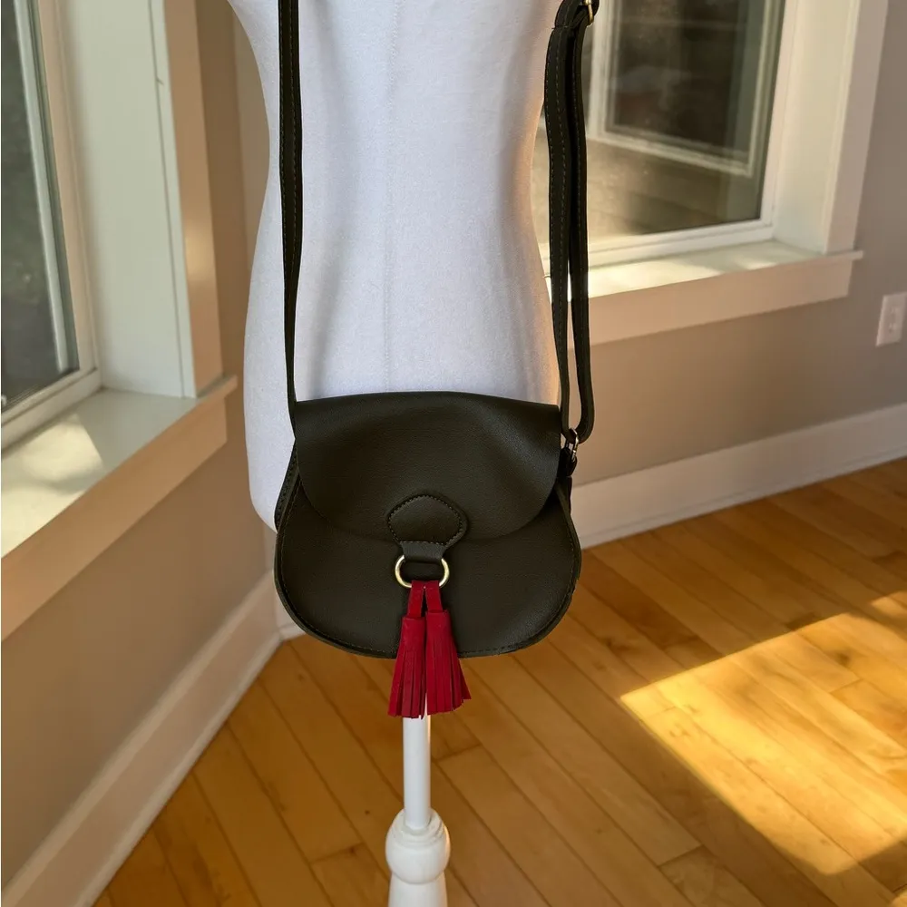 Olive Green Red Tassel Mini Bag - Image 8